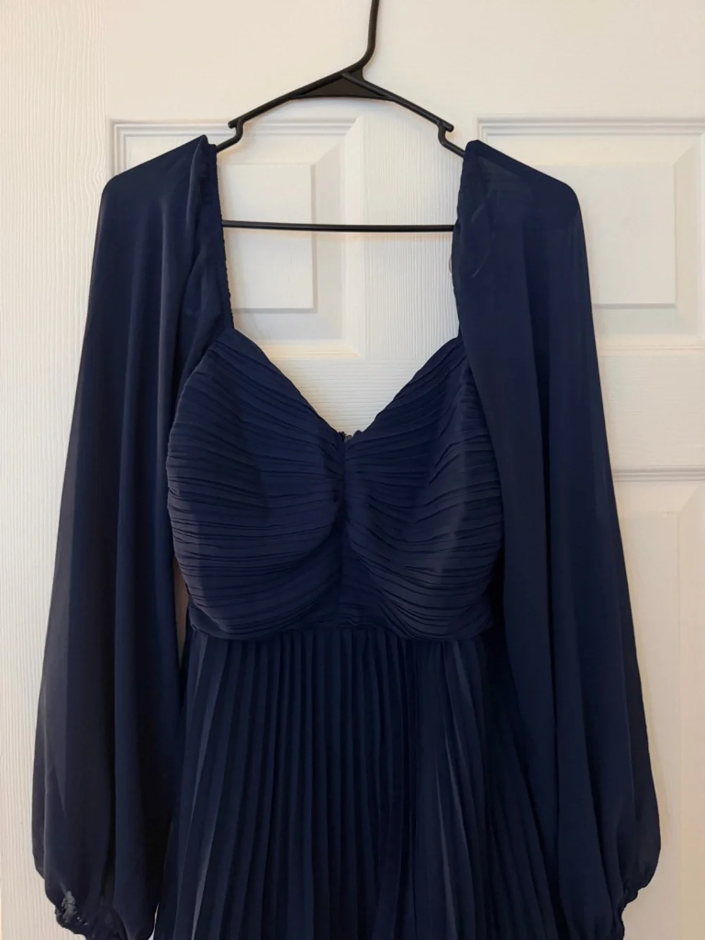 Lulus Impactful Elegance Navy Blue Tiered Balloon Sleeve Maxi Dress - Picture 10 of 12